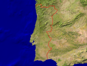 Portugal Satellite + Borders 800x600